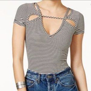 Free People Frenchie Striped Cutout Tee